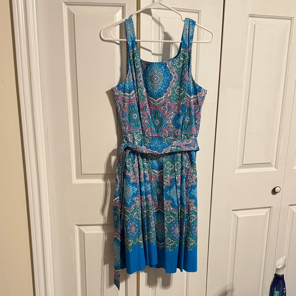 Talbots Vibrant Blue and Pink Paisley Dress